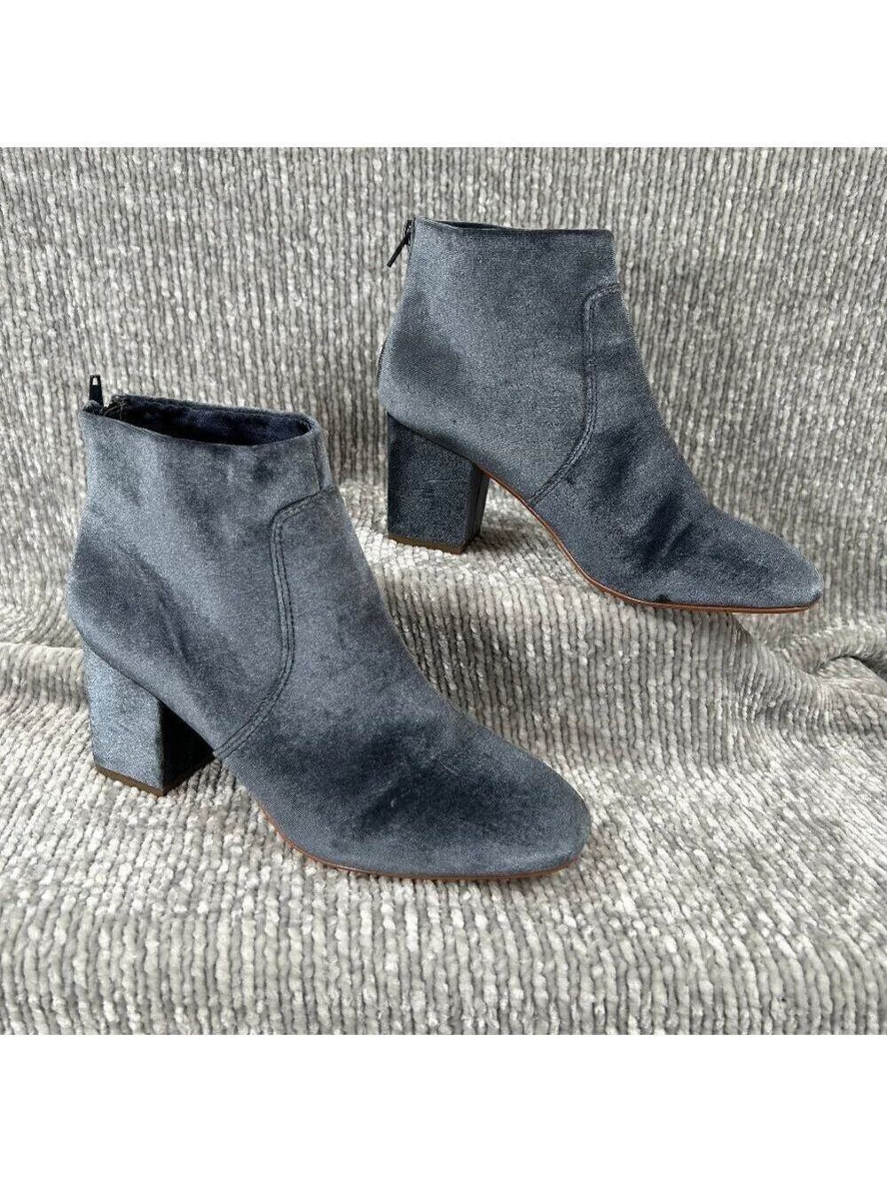 LOFT Blue Velvet Back Zip Ankle Boots Size 10.5